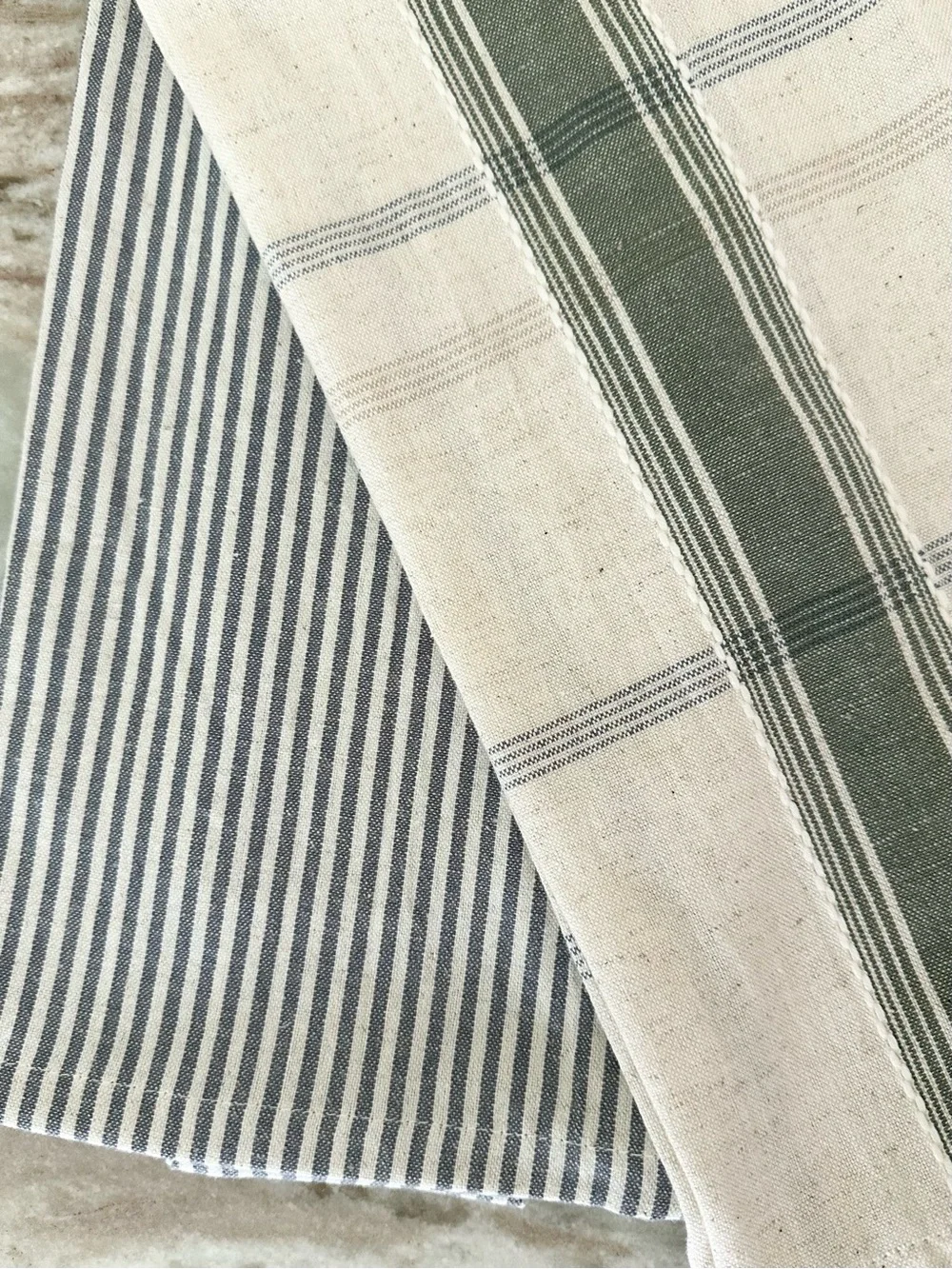 Hearth & Hand Magnolia Set of 2 Cotton Linen Blend Kitchen Towels- Plaid Stripes